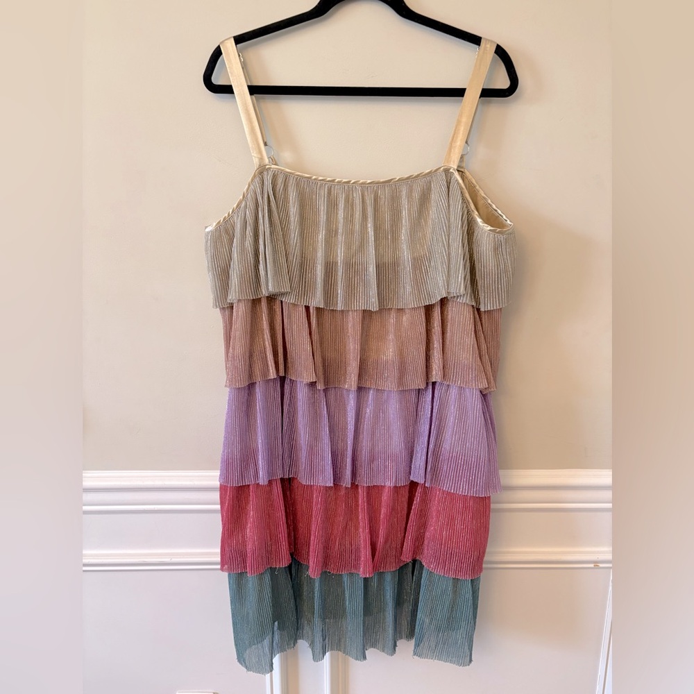 ARULA Elegant Cream and Silver Dress